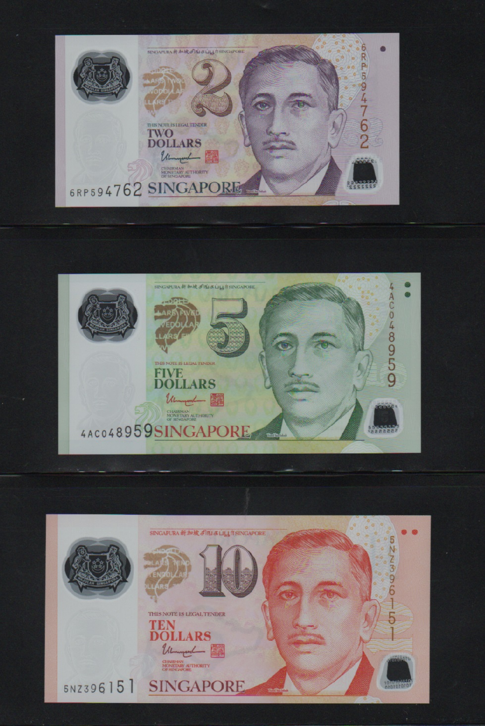 低價外鈔】新加坡2-5-10Dollars 新幣塑膠鈔三枚一組新鈔少見~ | Yahoo拍賣