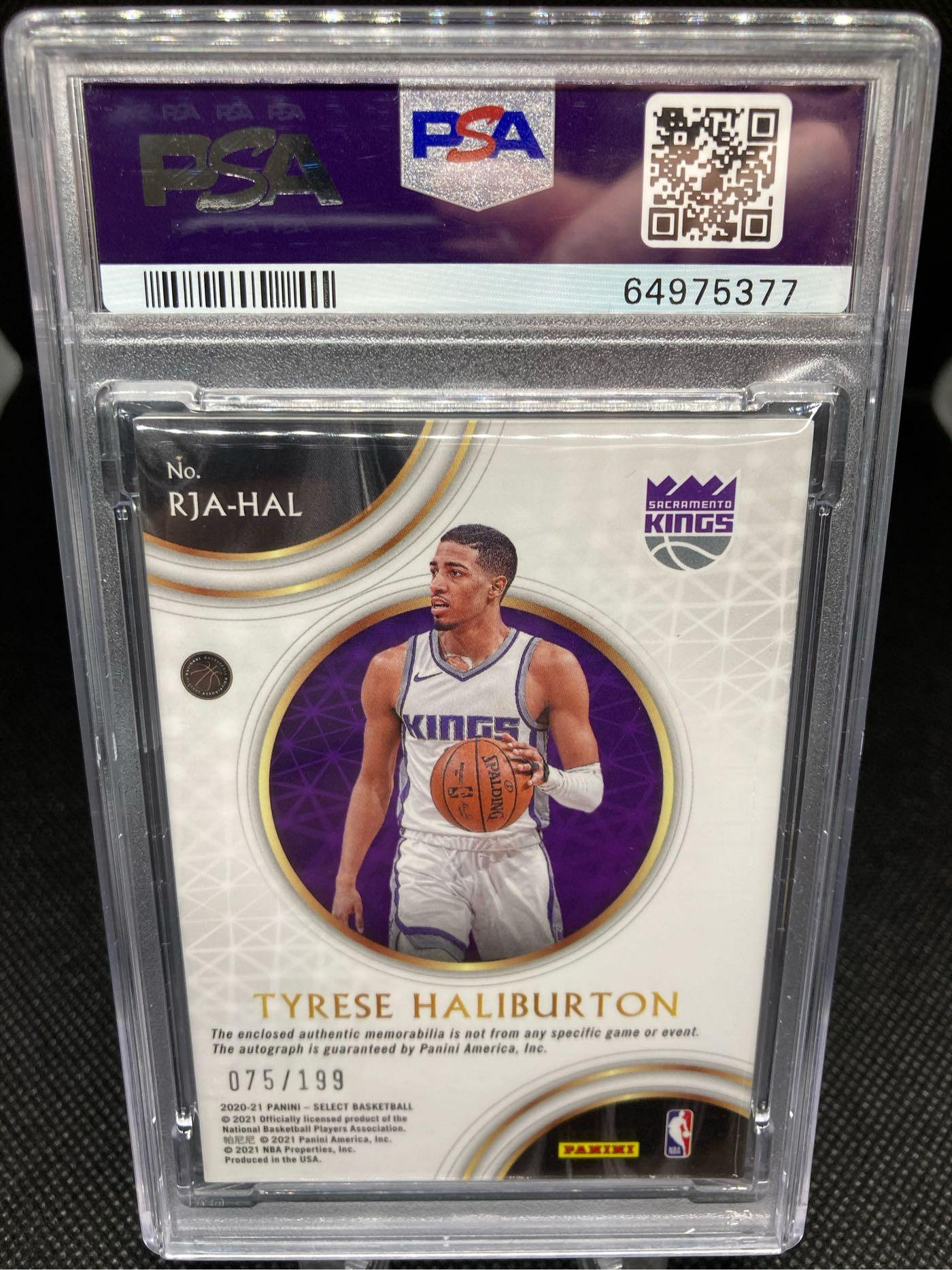 NBA 2020 Select Tyrese Haliburton Rookie Jersey Auto /199 RC PSA 9 