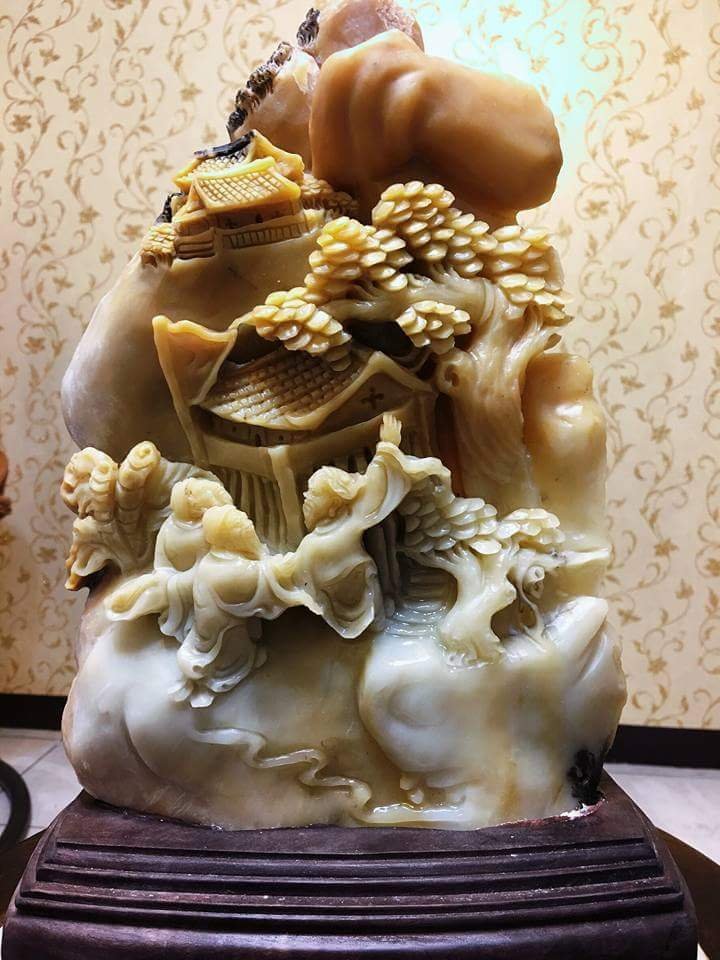 清・古寿山石・芙蓉石彫・人物故事擺件』極細工・古賞物・中国古玩・中国