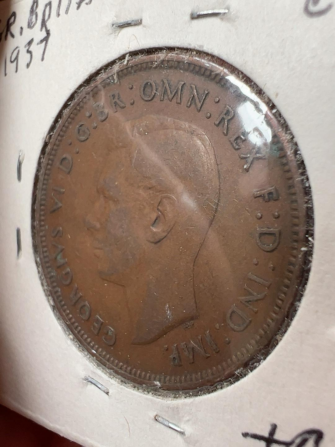 嚴選英國1937年喬治六世1便士銅幣，不列顛女神精鑄古錢，實物高清圖