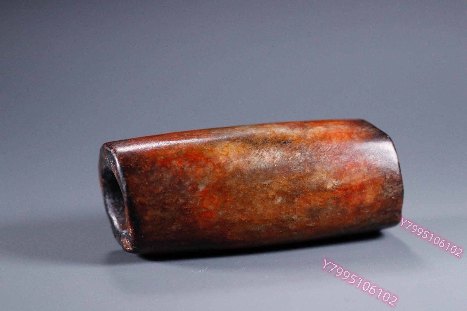 紅山文化玉器高古玉古董玉老玉河磨玉籽料吊墜掛件勒子桶珠玉管子51.2