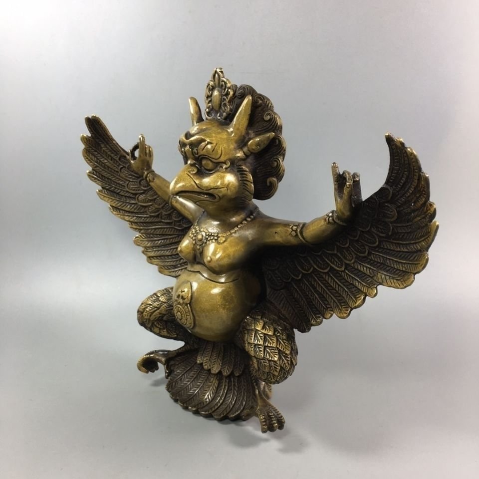 下殺純銅大鵬金翅鳥銅像工藝品助事業密宗護法純銅大鵬鳥擺件