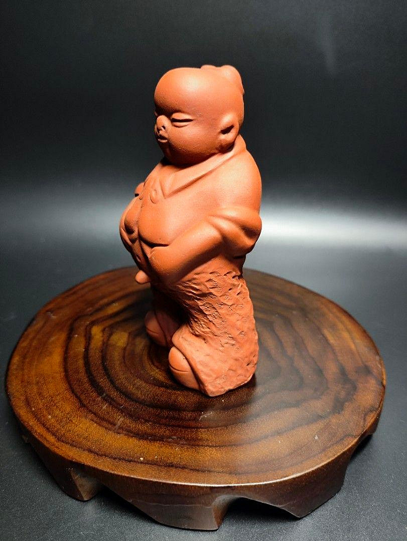 早期天然朱泥-童子茶寵（ 宜興/陶瓷/雕塑/擺件/紫砂/紫金砂/神像/神尊