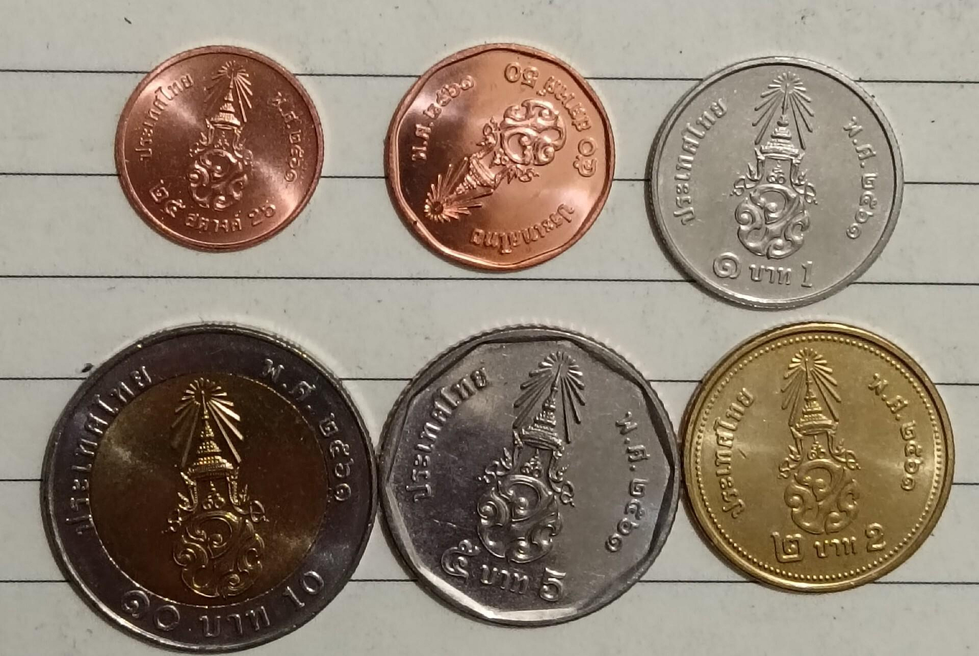 泰國硬幣，好品泰國拉瑪十世泰銖六枚，掛五，～ -3471 | Yahoo拍賣