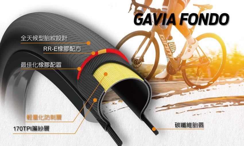 捷安特GIANT GAVIA FONDO 0 700C一級無內胎外胎全天候胎紋全地形