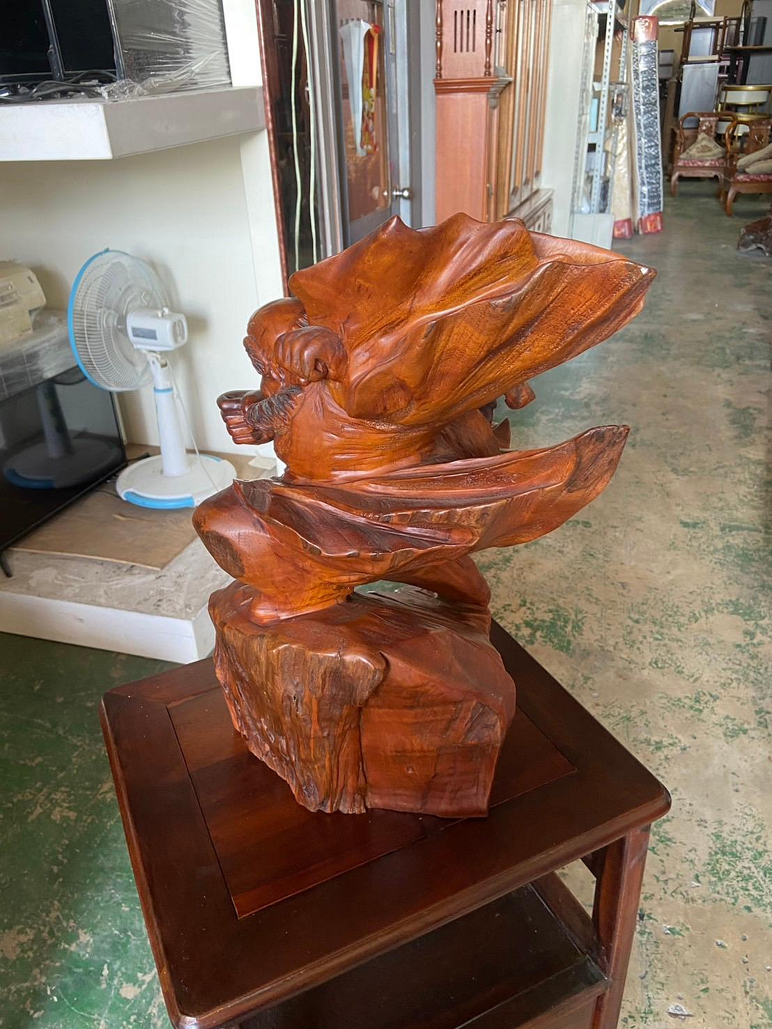 東鼎二手家具】台灣牛樟飛天達摩木製擺件品*藝品*雕刻品*收藏品*木雕品