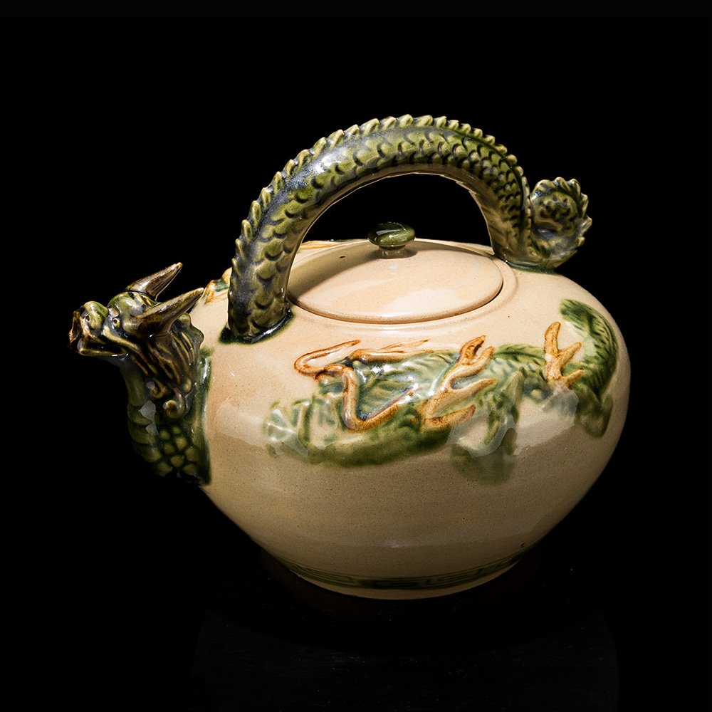 YUCD罕見龍頭~龍罐??大茶壺(台灣鶯歌陶~宜興廠內-手工.提把茶壺.水壺