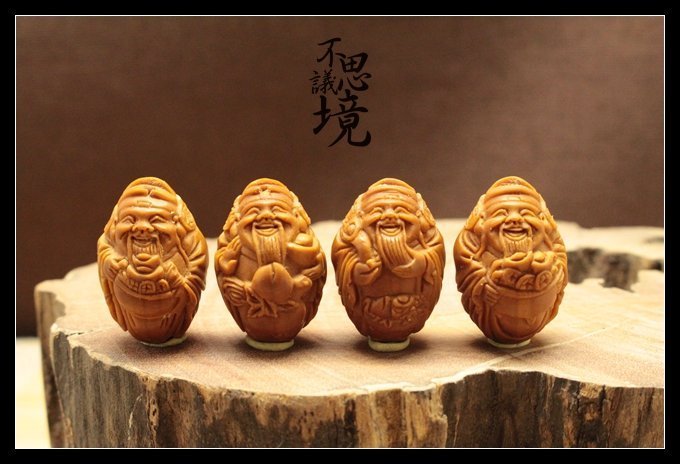 不思議境》橄欖核雕【八寶財神】【小雨款】 手串把玩文玩核桃文玩橄欖