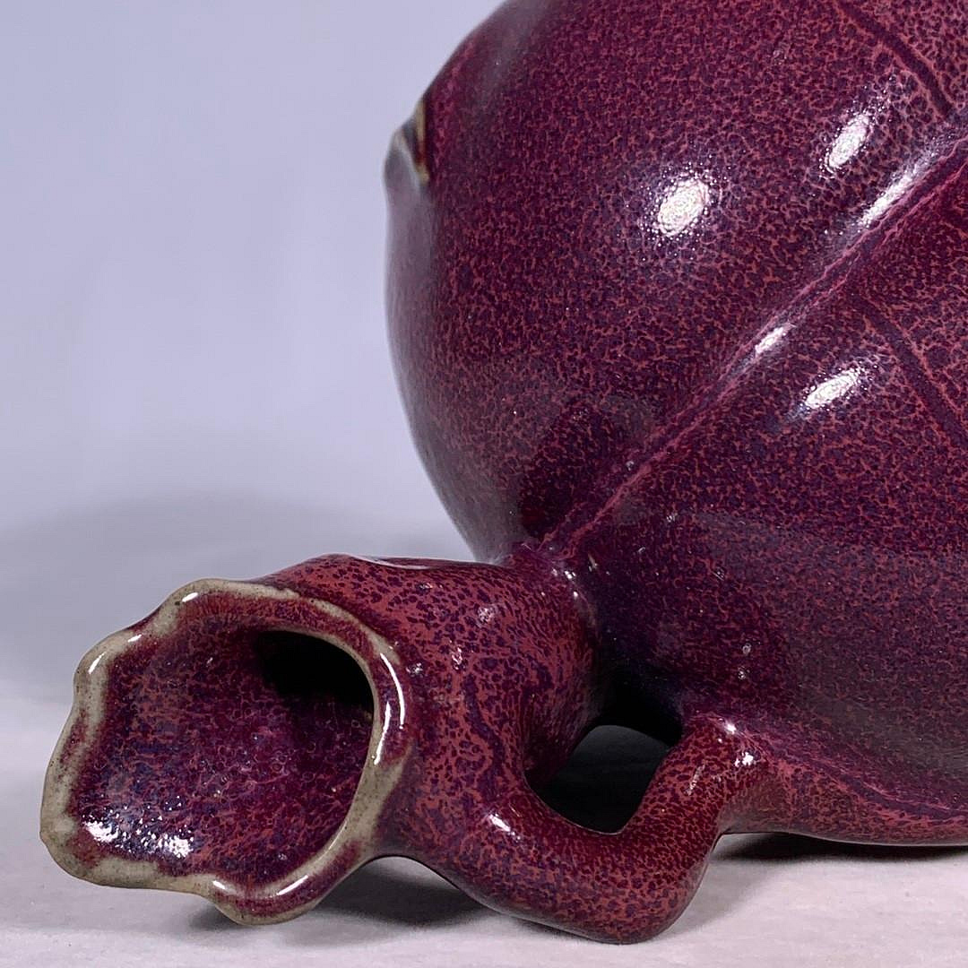 宋鈞窯玫瑰紫釉壽桃形水滴，高13直徑17cm，200614 官窯汝瓷鈞窯【古谷