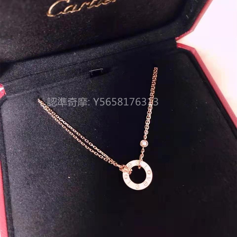 流當奢品 卡地亞 Cartier LOVE系列18K玫瑰金鑲鉆 項鏈 B7224509 現貨