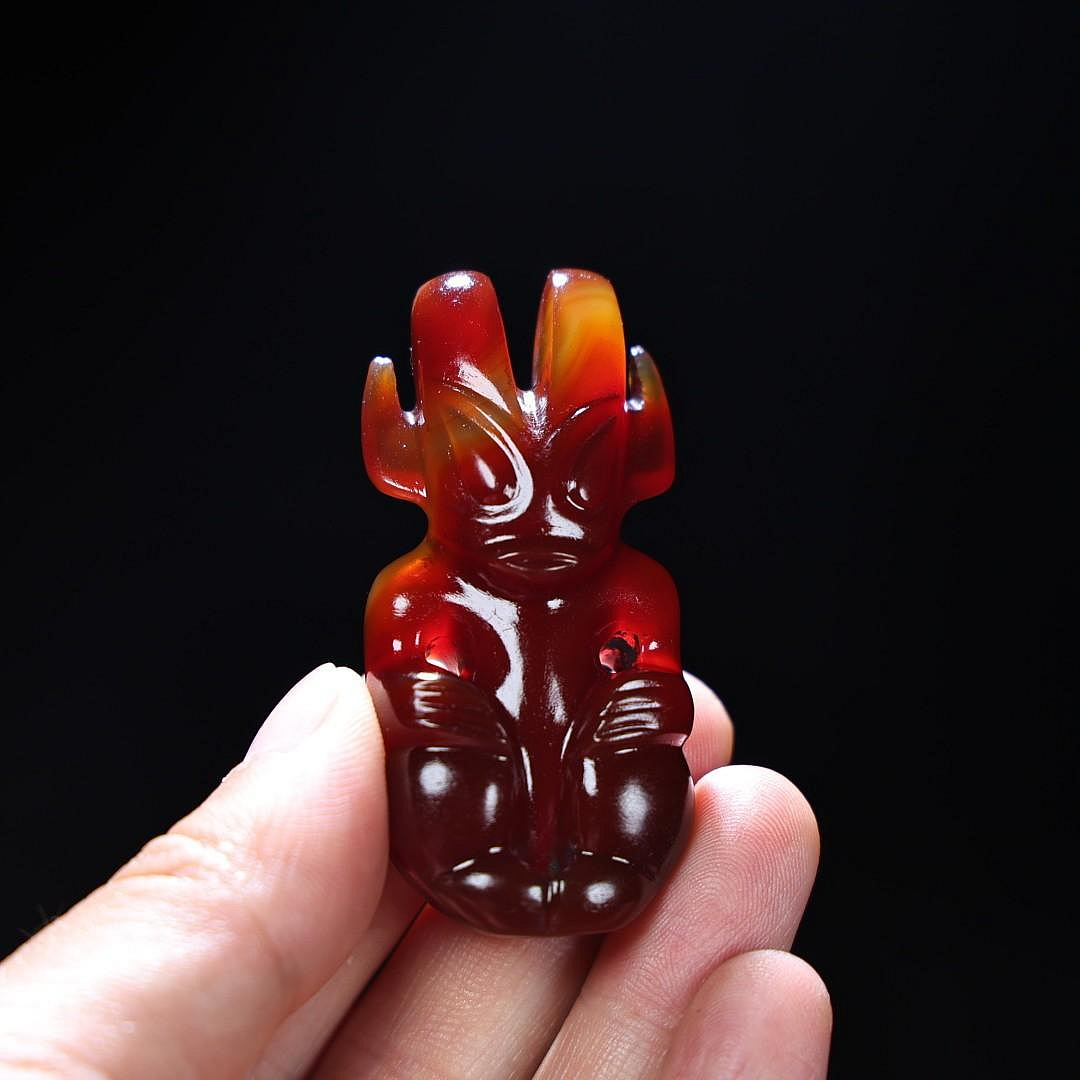 臻品旧藏，玛瑙太阳神，包浆厚重，沁色入骨，工艺精湛，犀利民藏绝佳