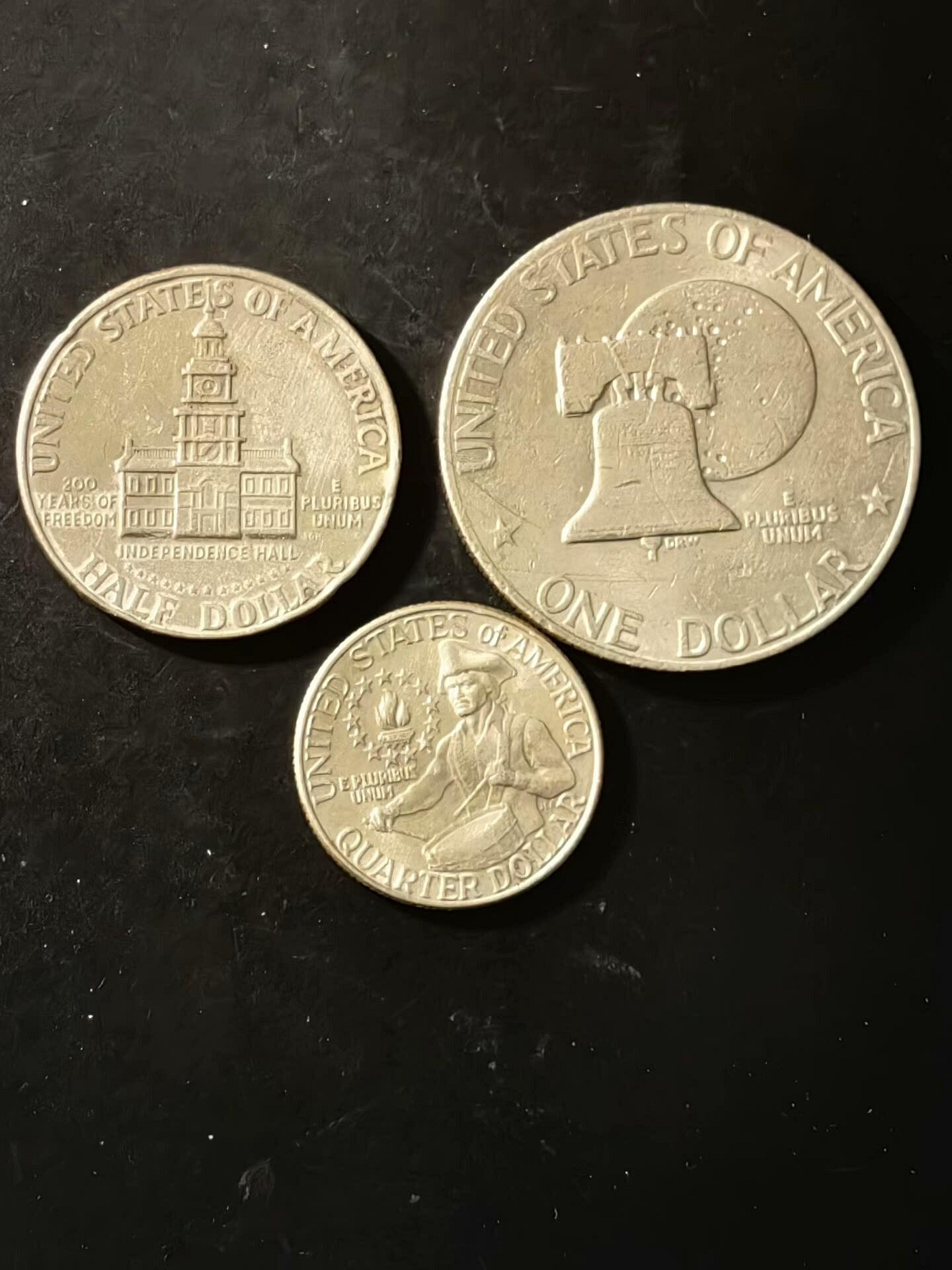 嚴選1976年美國獨立200週年紀念幣，3枚套裝，採用Copper-Nickel 材質，珍藏推薦。 | Yahoo拍賣