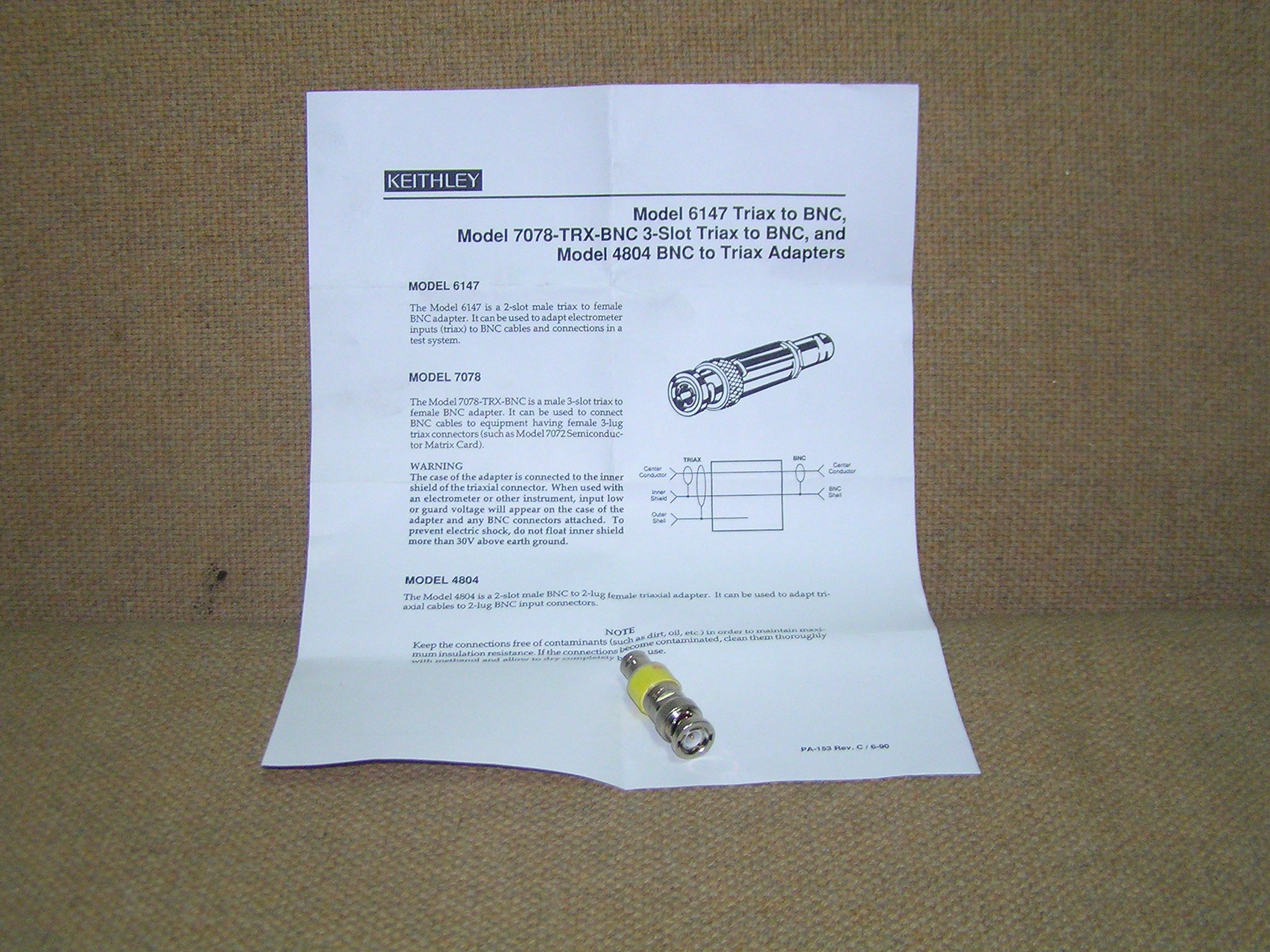 KEITHLEY MODEL:4804 BNC TO TRIAX ADAPTERS | Yahoo拍賣