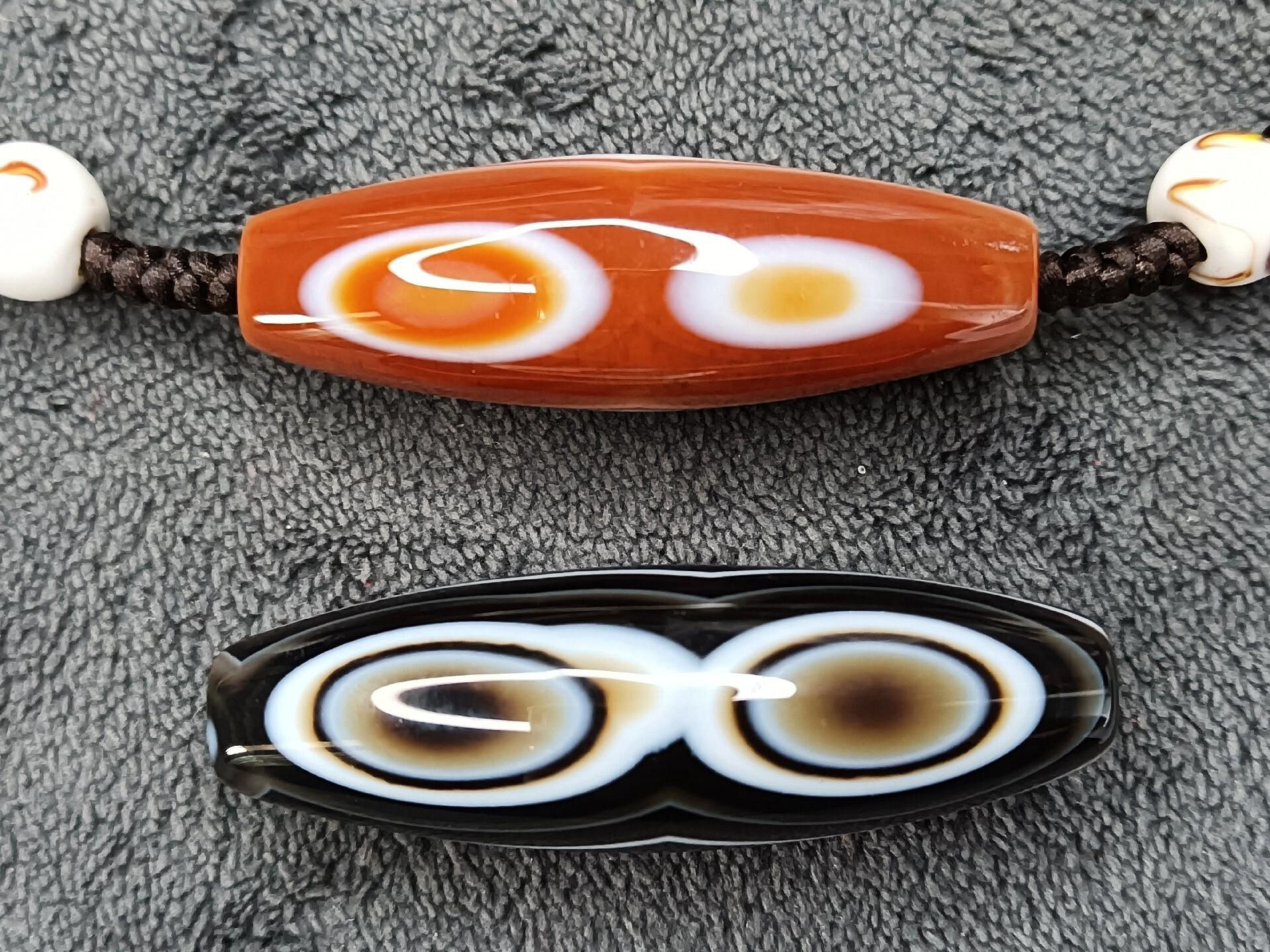標對，三眼天珠臻品，純天然纏絲瑪瑙佛眼三眼天珠，天然的三眼難得的