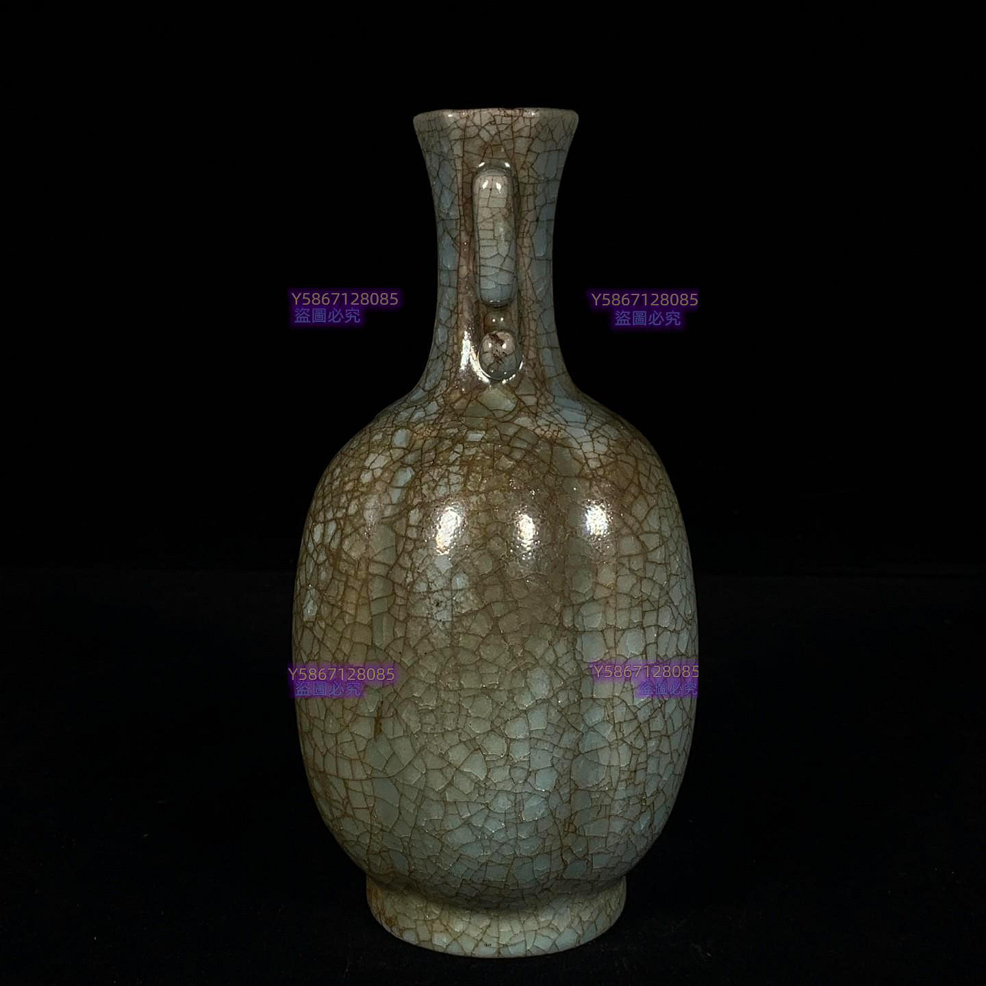 宋汝窑冰裂纹双耳瓶，高22直径11cm，300648 鈞窯汝瓷建窯【老窯堂