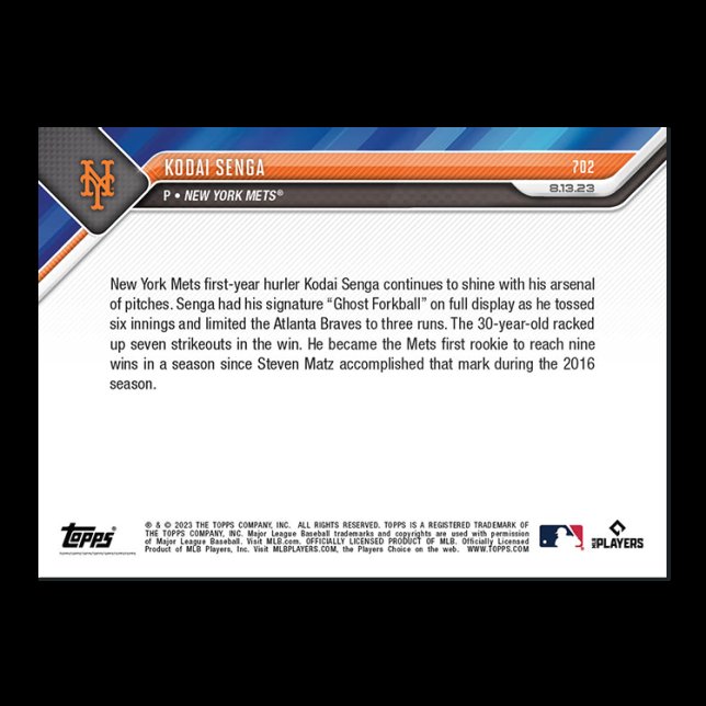 topps now 千賀滉大 #385 MLB 2023 トップスナウ 16 千賀滉大球員卡2023 MLB TOPPS NOW Card 702 隊史16年後最多勝