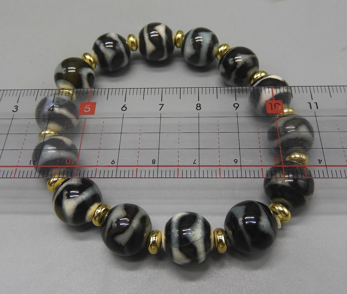 周日結標】(CJ101-61)=天珠手串(14顆/每顆13mm)=1條=重約40克=品相如圖