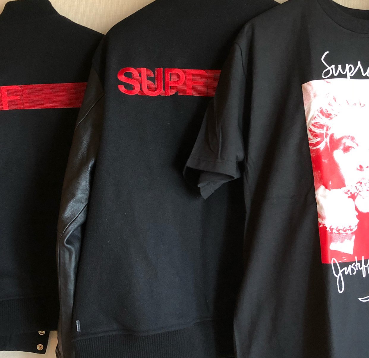 超搶手】全新正品2018 FW Supreme Motion Logo Varsity Jacket 飄移 