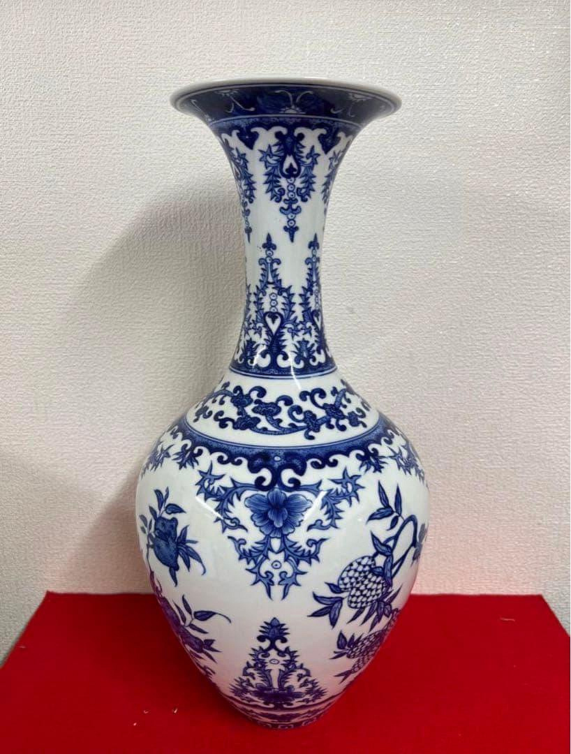 中國古美術清時代乾隆年製青花花卉文青花瓷花瓶y117 | Yahoo拍賣