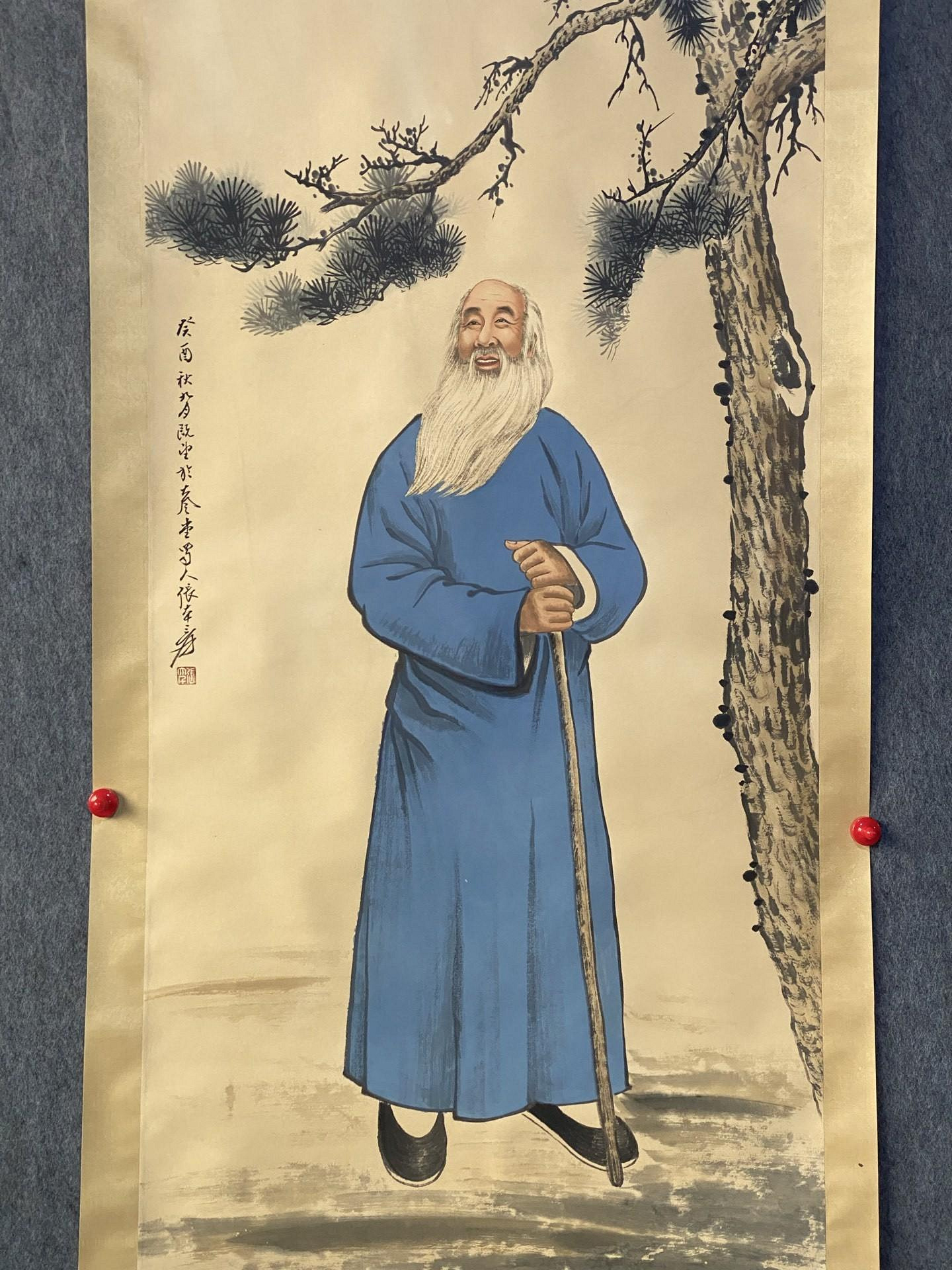 編號:AF035 仿古字畫畫家:張大千四尺中堂畫人物畫手繪畫畫工精細。2 加