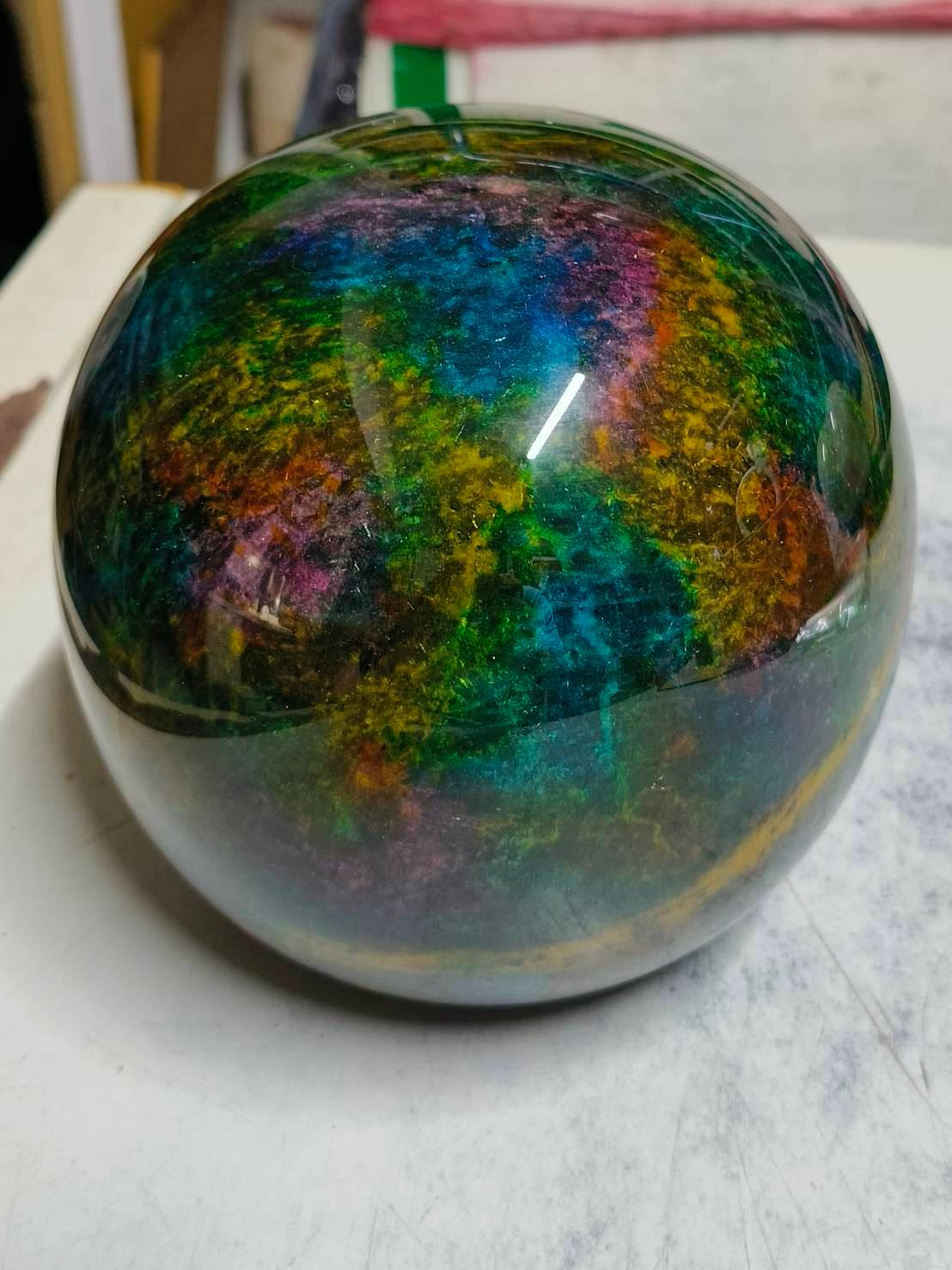 999玉石坊]*台灣工藝漂亮花蓮七彩玉風水球擺件(重達6.4公斤)*1888元低