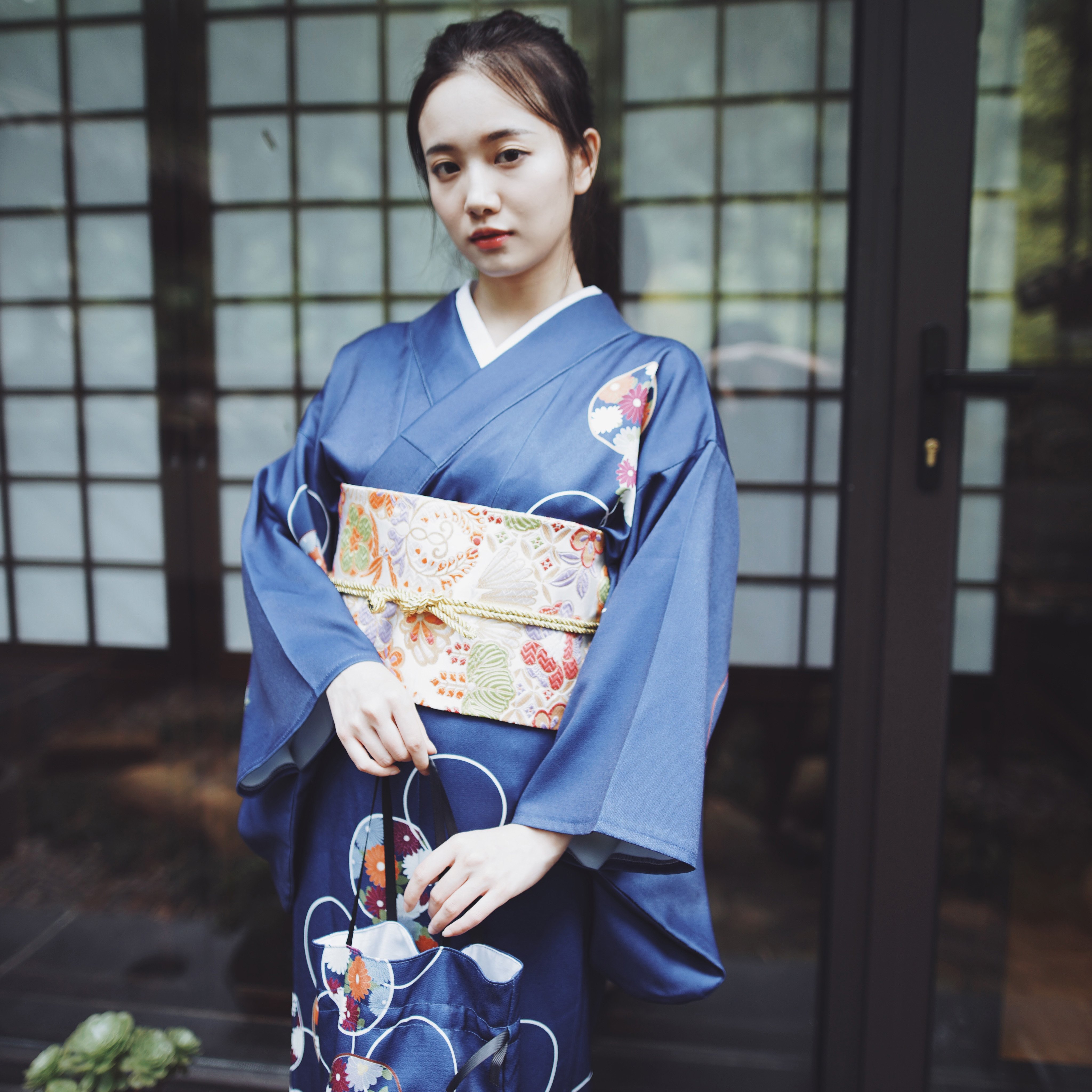 日式和風浴衣文藝復古少女連衣裙藍色改良和服| Yahoo拍賣
