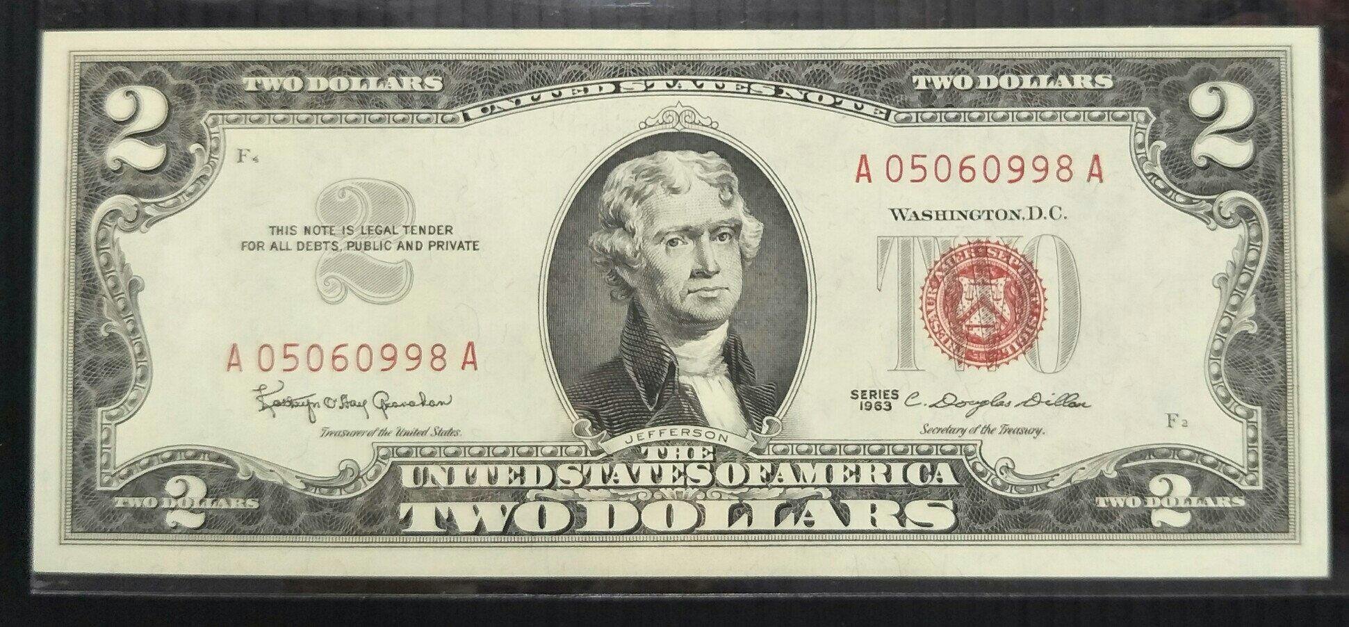 世界收藏】美金2元幸運鈔罕見紅庫印雙A鈔無折99新（請先詢問是否尚有） | Yahoo拍賣