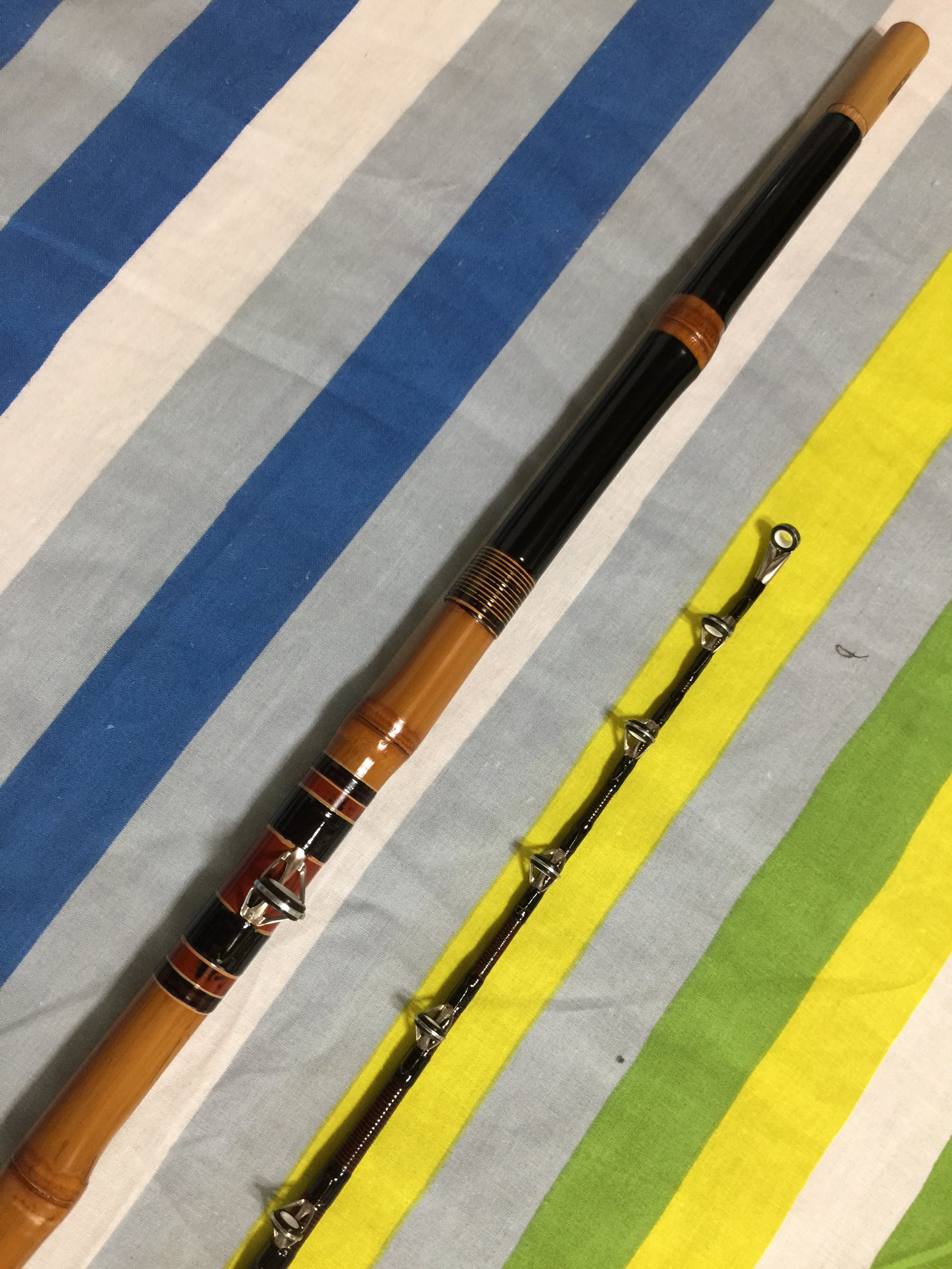 日本製頂級鯨穗調竹竿江戶和竿名師手作186公分長六尺多並繼船竿黑鯛竿