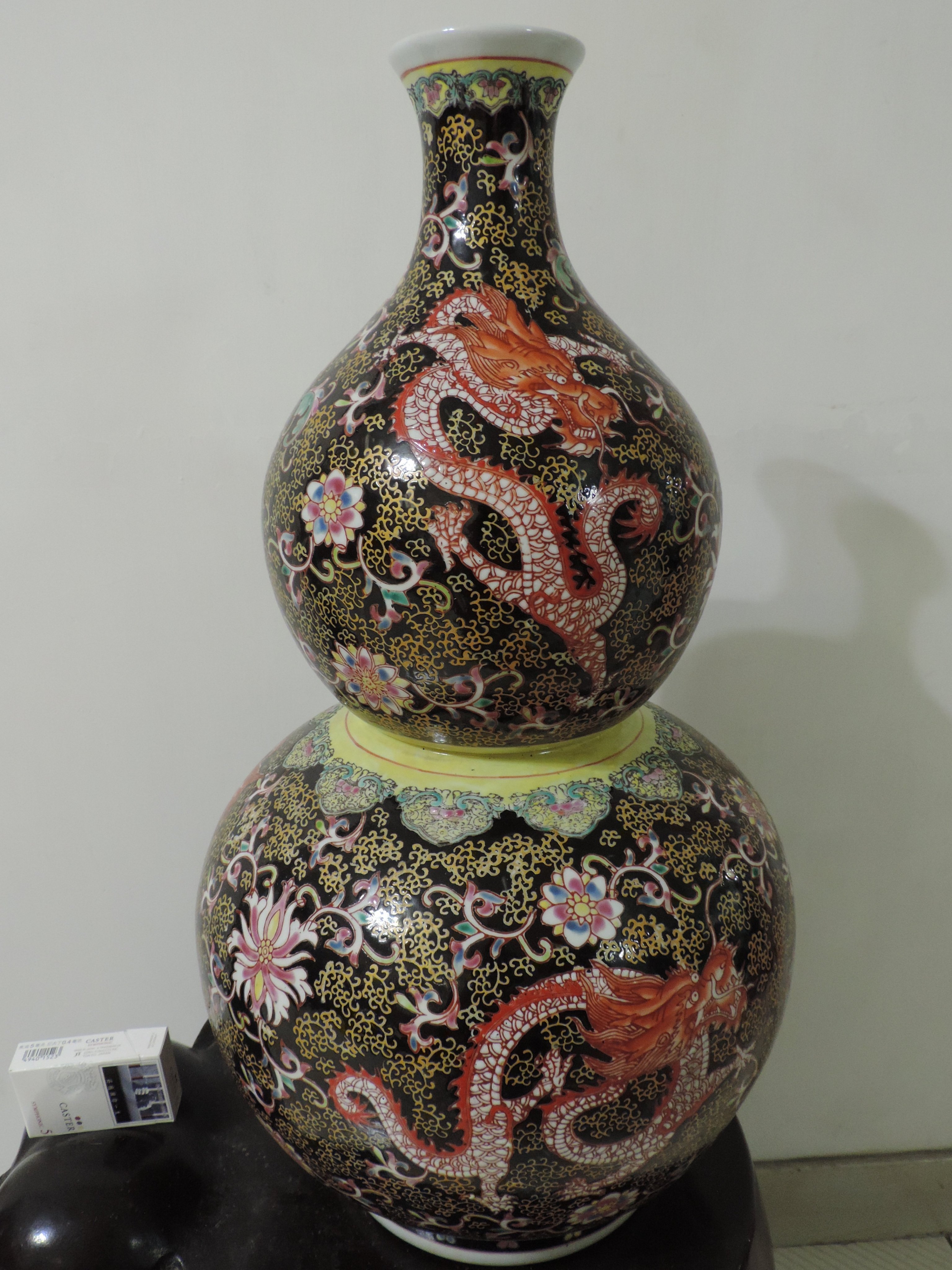 粉彩琺瑯彩番紅龍紋葫蘆瓶五龍瓷器大花瓶超大葫蘆瓷器花瓶大器瓷瓶鎮宅