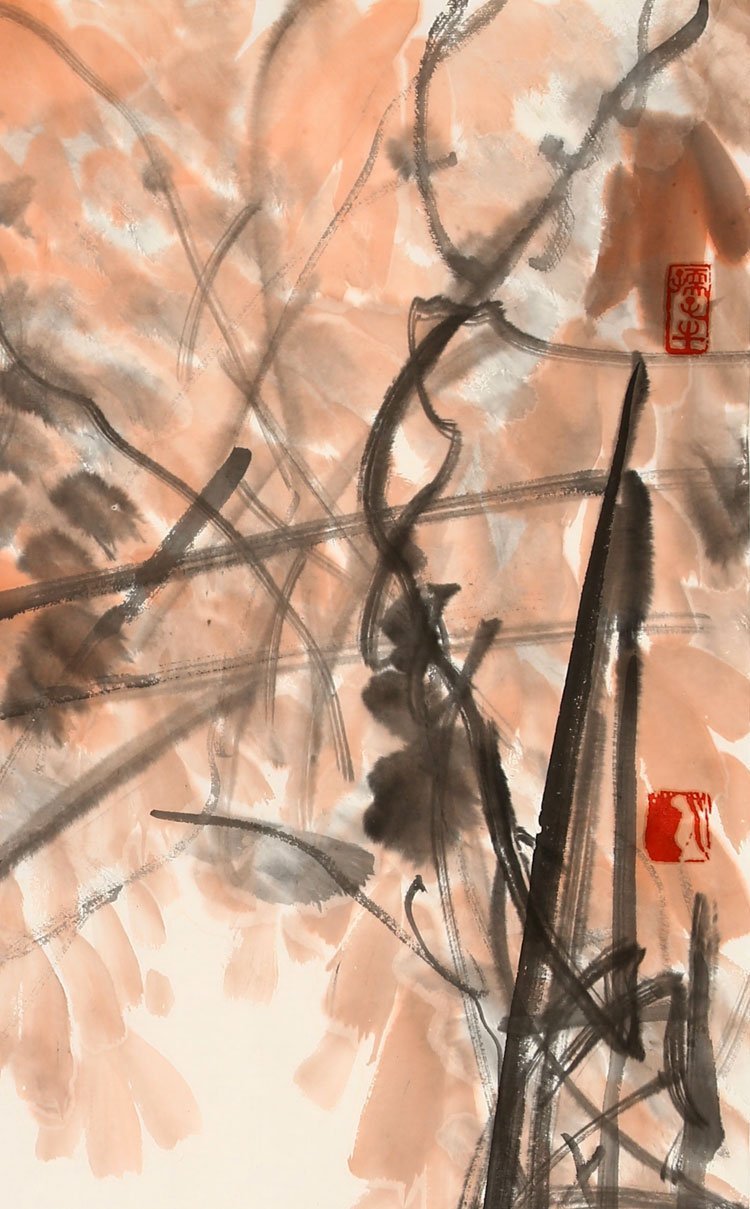 中国古美術・純手描き牧牛図三尺画芯・水墨画・李可染印款・書道品