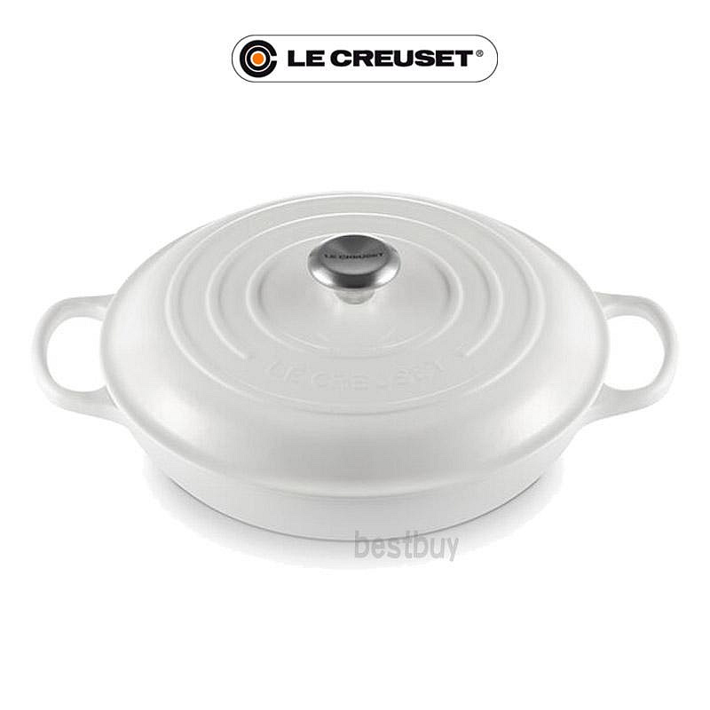 Le Creuset White 白色 淺圓鍋 淺鍋 淺底鍋 壽喜燒鍋 淺圓鑄鐵鍋 鑄鐵鍋 30cm 新款