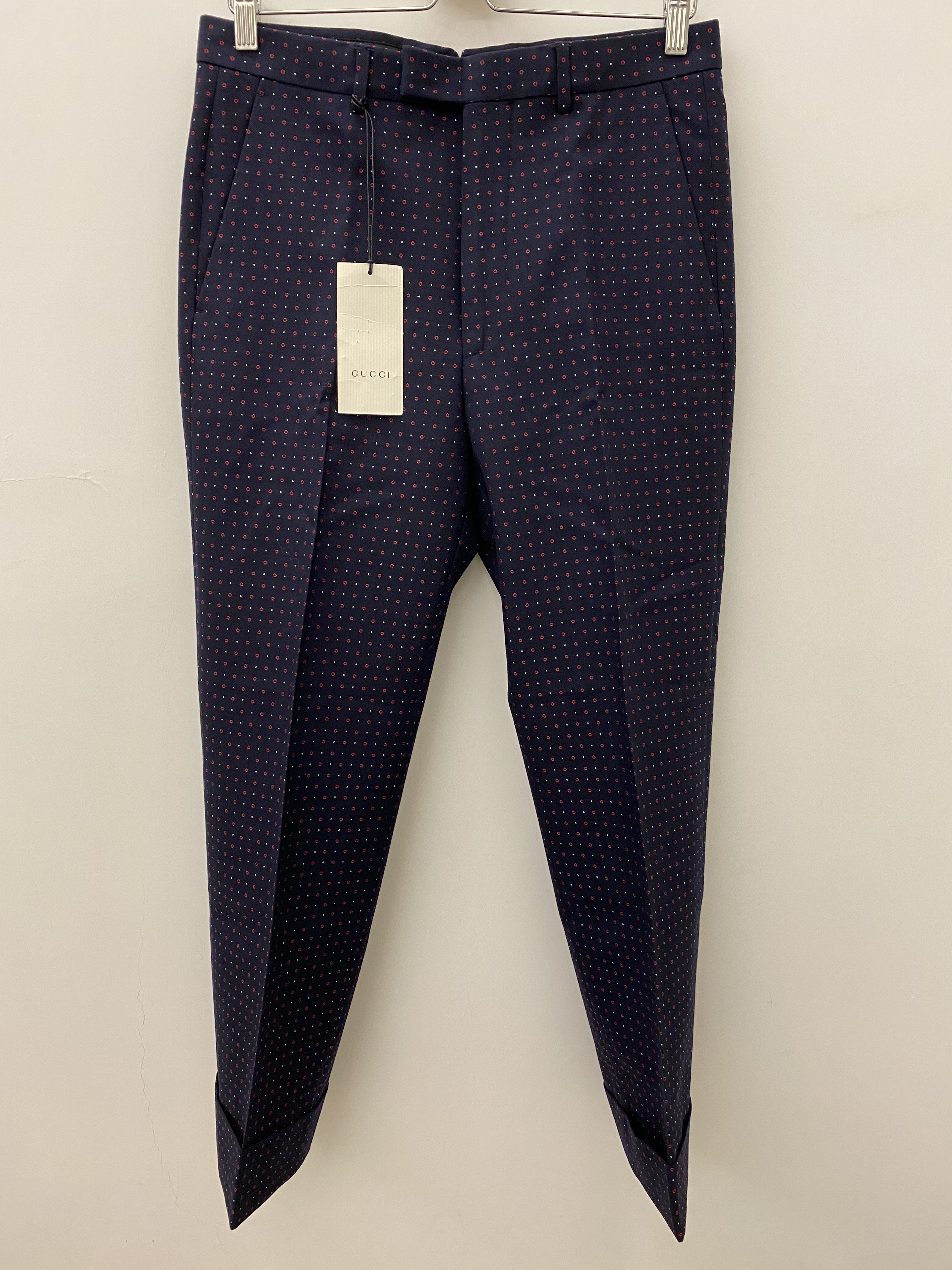 [ 義 品 苑 ] 全新真品 GUCCI 海軍藍 混羊毛 長褲 西裝褲 30 31腰 刷卡分期零利率
