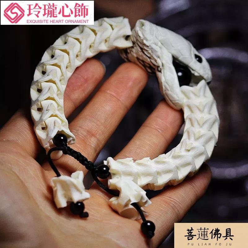 蛇骨手鎖文玩手串男流行飾民族風 蛇骨手串伸缩款手工天然文玩佛珠手饰高密度蛇骨饰品民族风设计