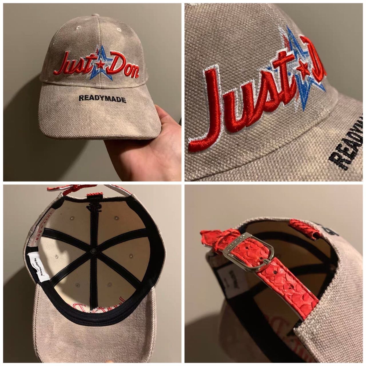 BLACK A】獨家日本純手工READYMADE x Just Don Cap 軍布真皮蟒蛇皮帽子 