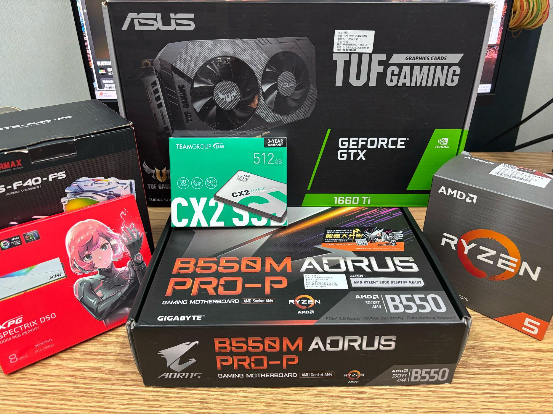 AMD Ryzen 5 5600 威剛 DDR4 3600 16G ASUS GTX 1660Ti 6G