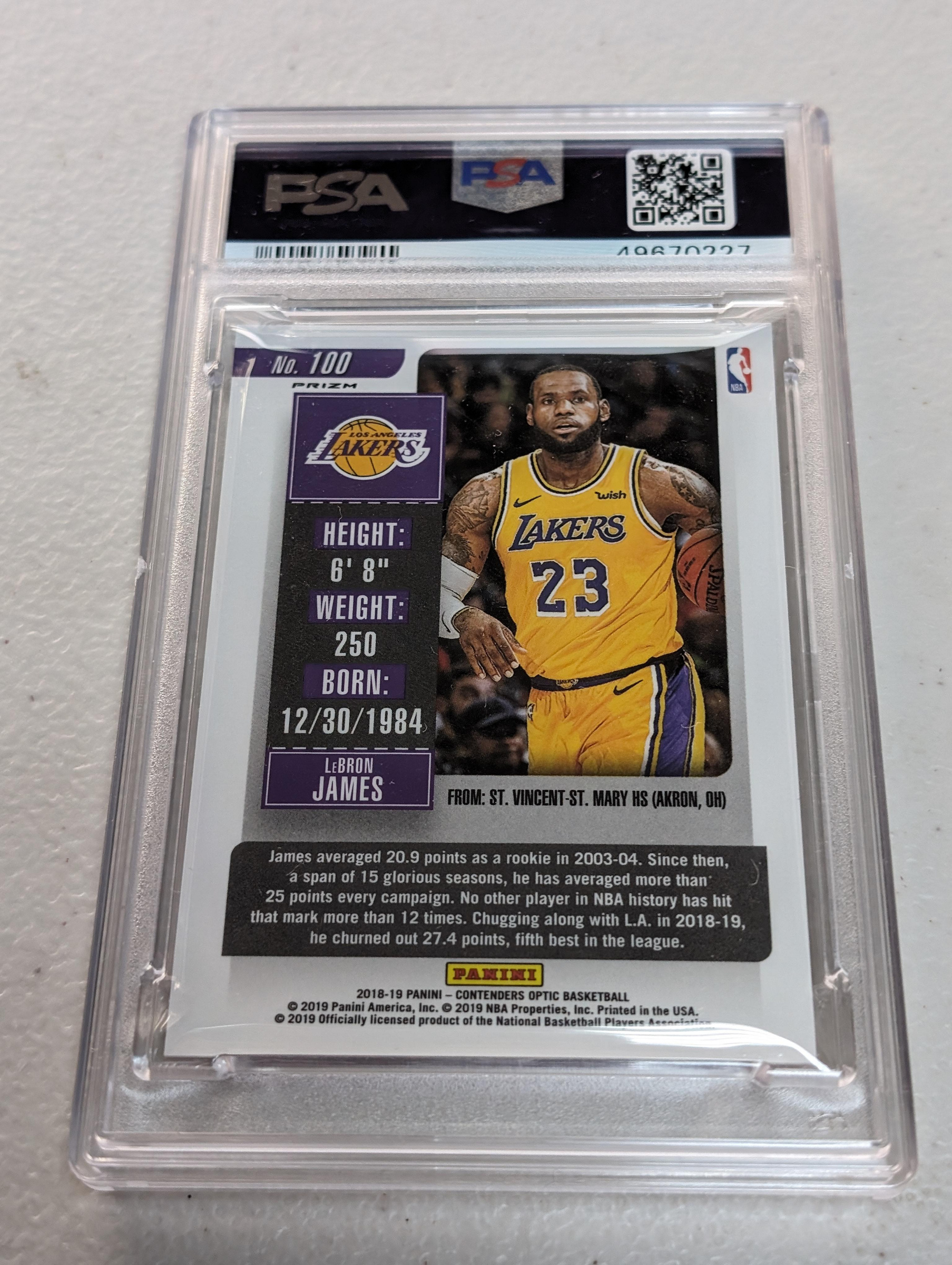 2018-19 Panini Contenders Optic Red #100 LeBron James PSA10