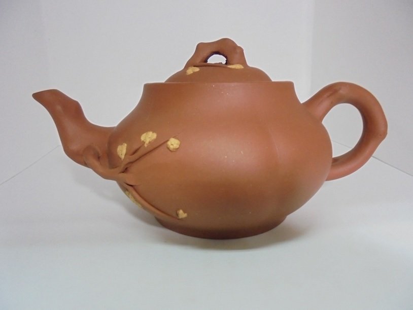 70年代外銷無邊框「中國宜興」款蓋「橢圓」印文革清水泥矮梅壺(碗、高