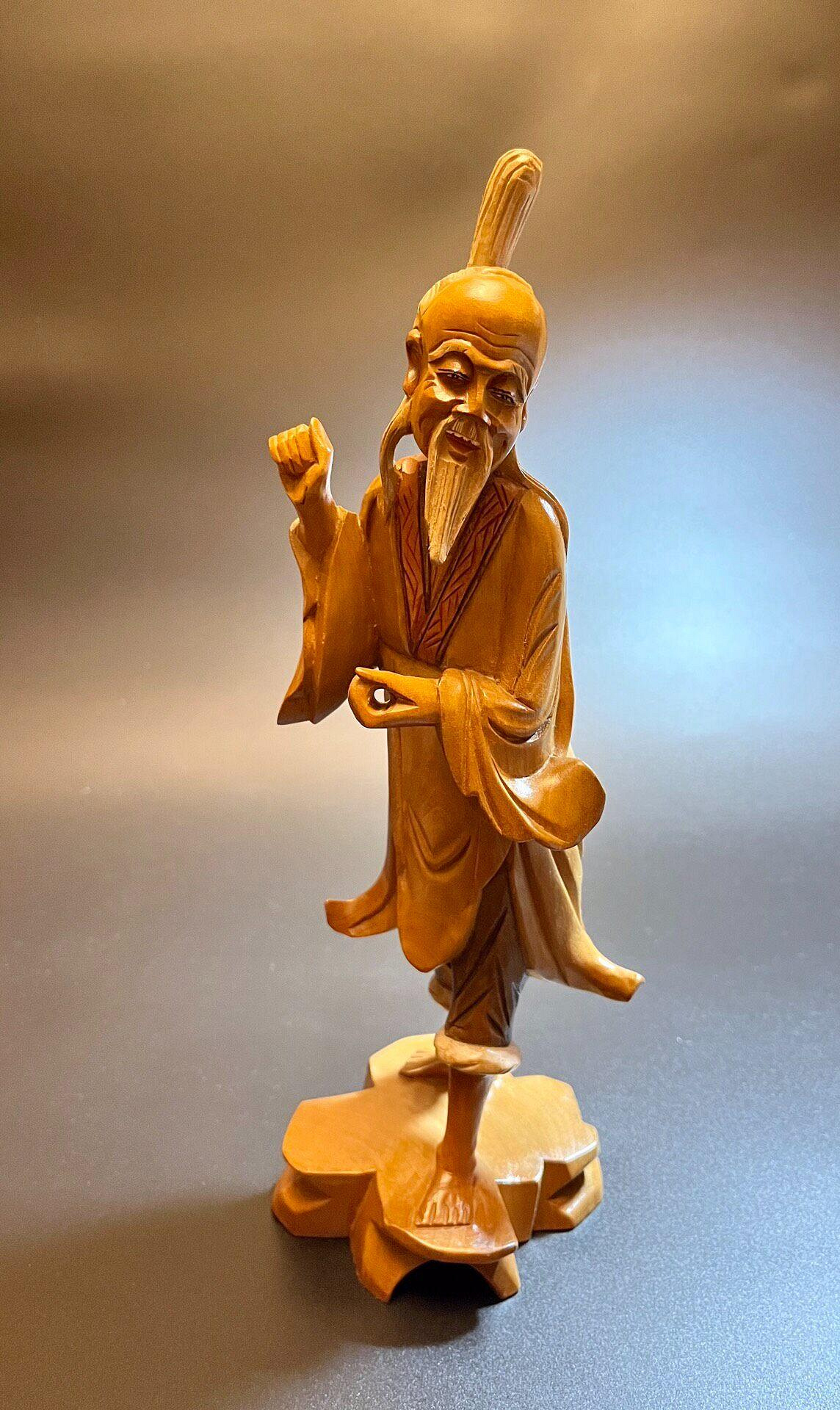 古美術 古道具 木彫 黄杨木 人物 漁翁 彫刻置物 オブジェ アンティーク雑貨 美術品・アンティーク・コレクション 古美術 古道具 木彫 黄杨木 人物
