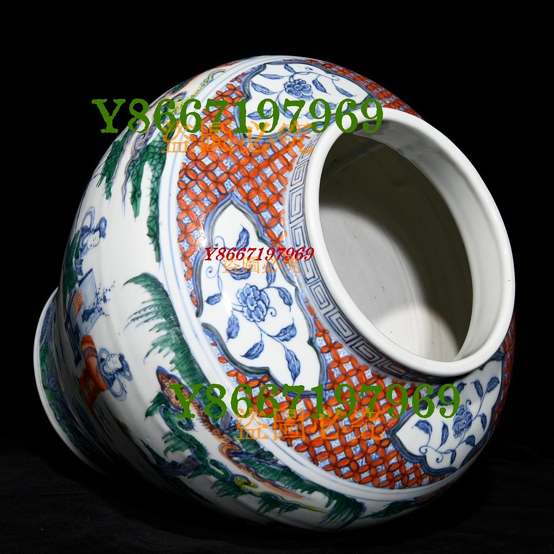 中国古美術✦明代正統期青花琴棋書画紋缶✦人物風景写意缶・文房具・純手描き・陶芸 ミュージアム干支コレクションアワード2024 | アイエム