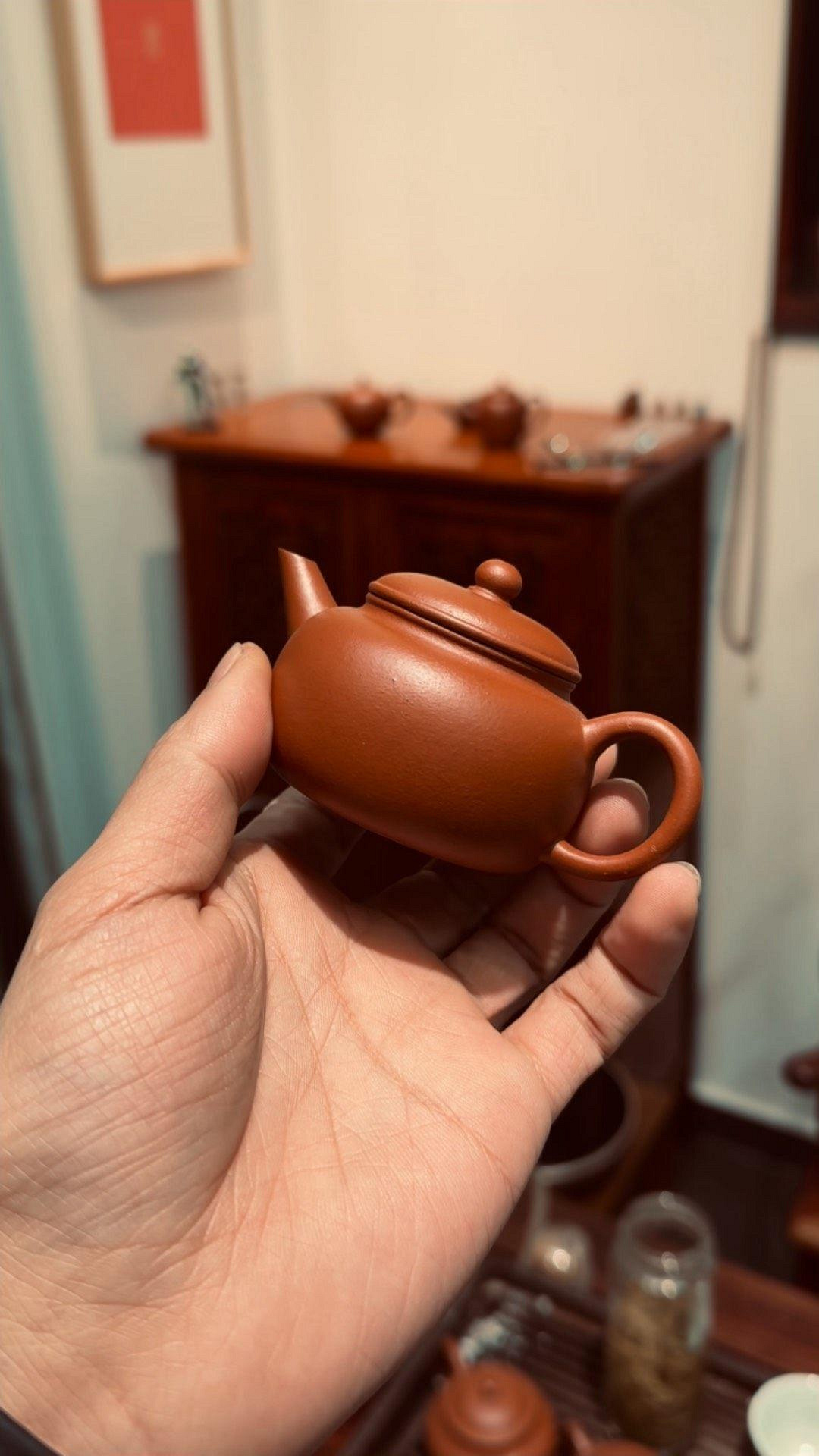 朱泥匏尊水平90cc摹葛陶中作品黃龍山生砂朱泥超薄胎內推水孔有借助手工