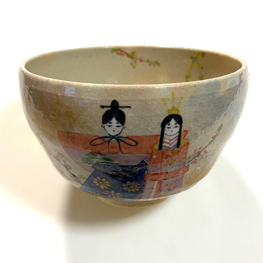 清水燒京燒窯元瑞光窯雛祭りお雛様桃的節句茶道具茶碗ひな祭り瑞光
