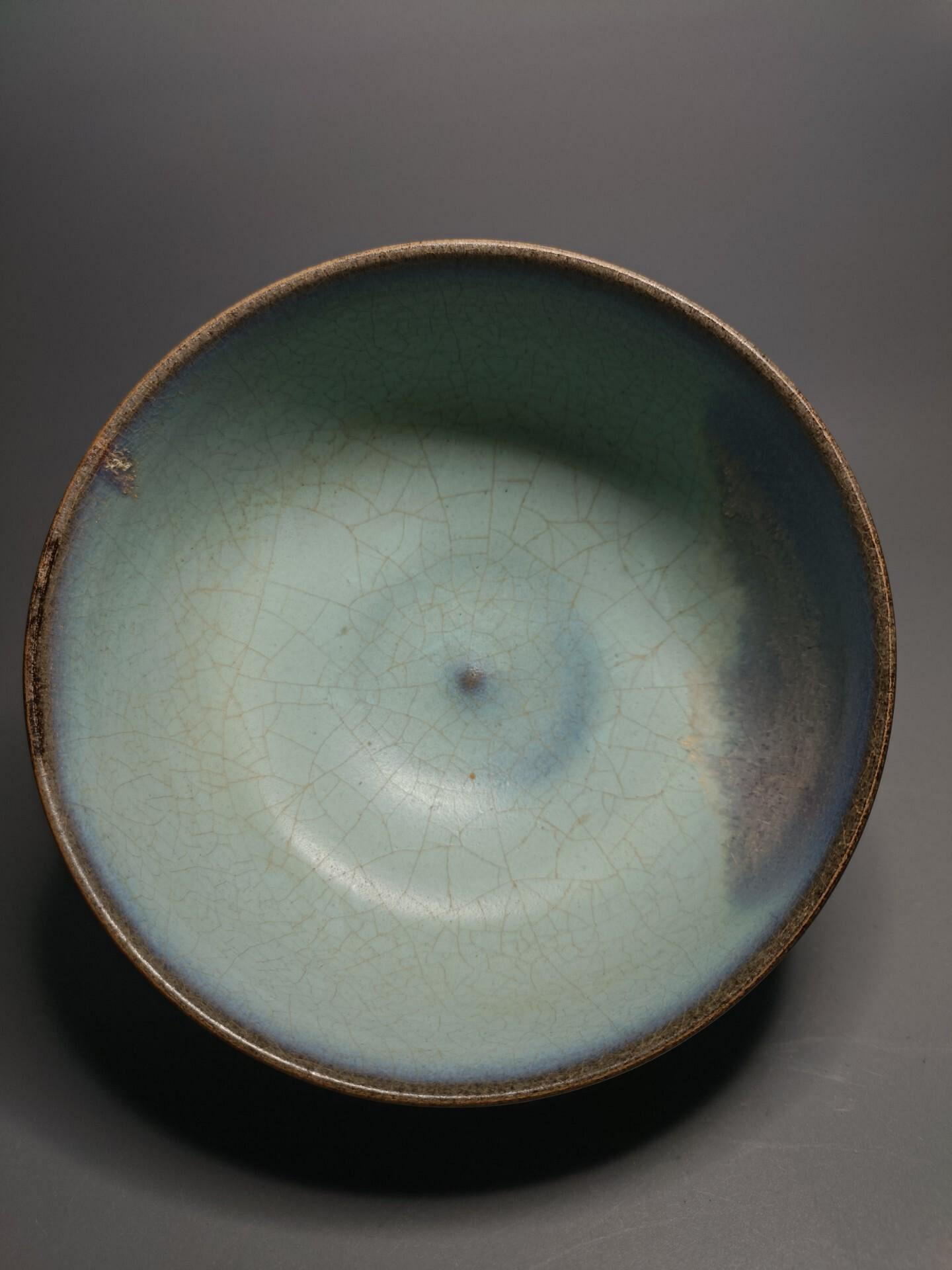 宋時代 古陶磁器 鈞窯 茶盞 杯盞 建盞 茶道具 置物 時代物 古董品 宋代鈞窯缽碗，經典老窯瓷古玩收藏美品，實物拍圖展示，新店清倉推薦