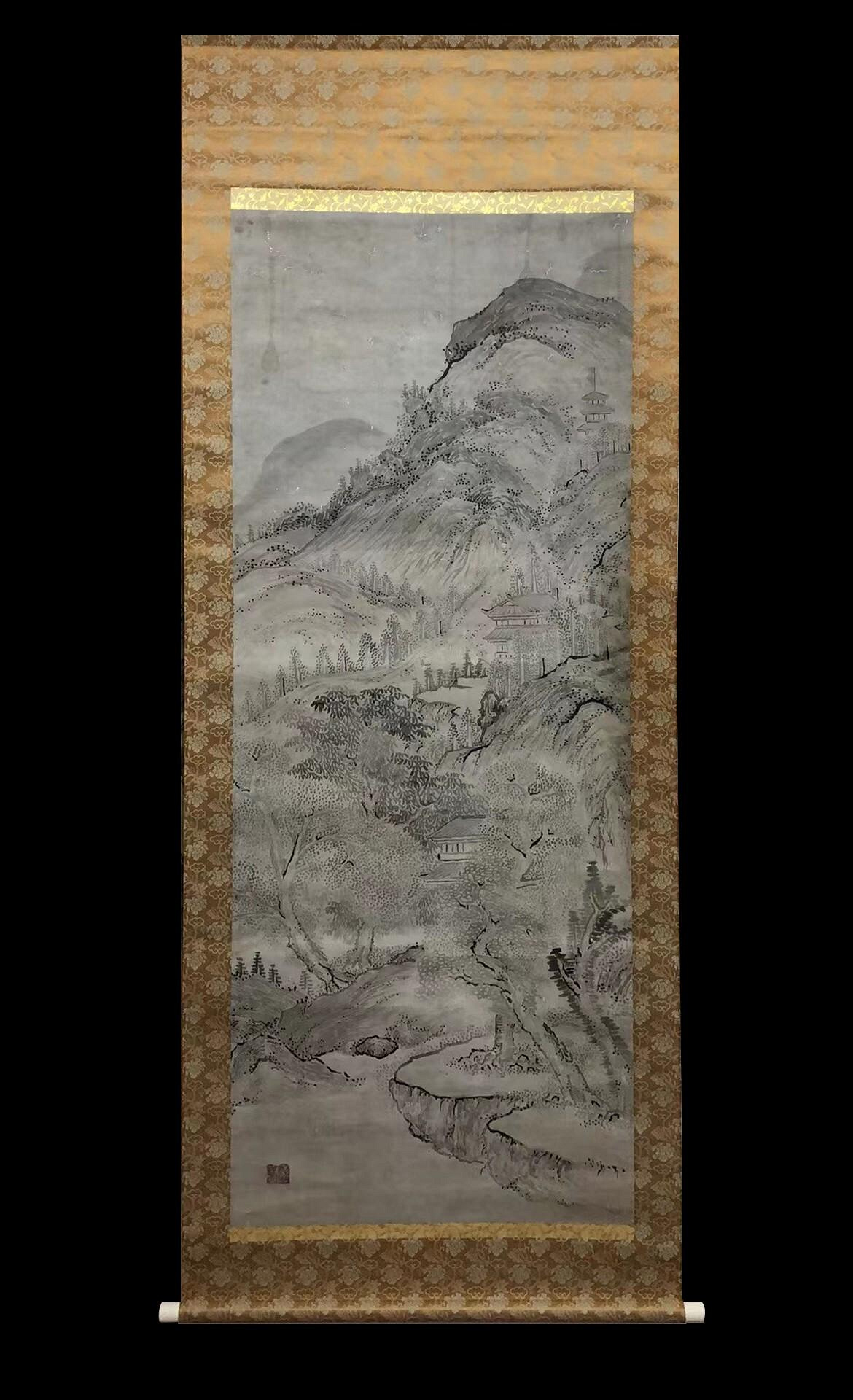 日本回流日本著名畫家池大雅（池無名）《 水墨山水》 紙本立軸大尺幅類