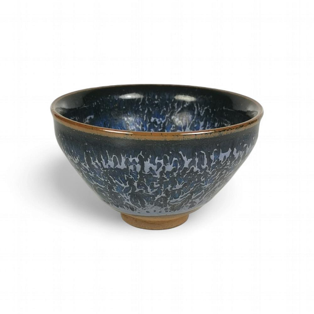 中国古美術 藍兔毫六方盞 宋代建窯 包口造形 藍兔毫意匠 茶碗 茶道具 骨董 陶 中国古美術 藍兔毫六方盞 宋代建窯 包口造形 藍兔毫意匠