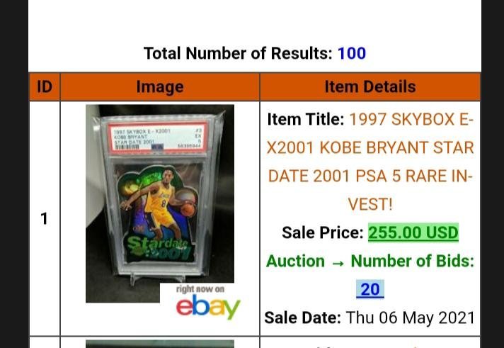 1997 SkyBox E-X2001 #3 Kobe Bryant Star Date PSA 7 | Yahoo拍賣
