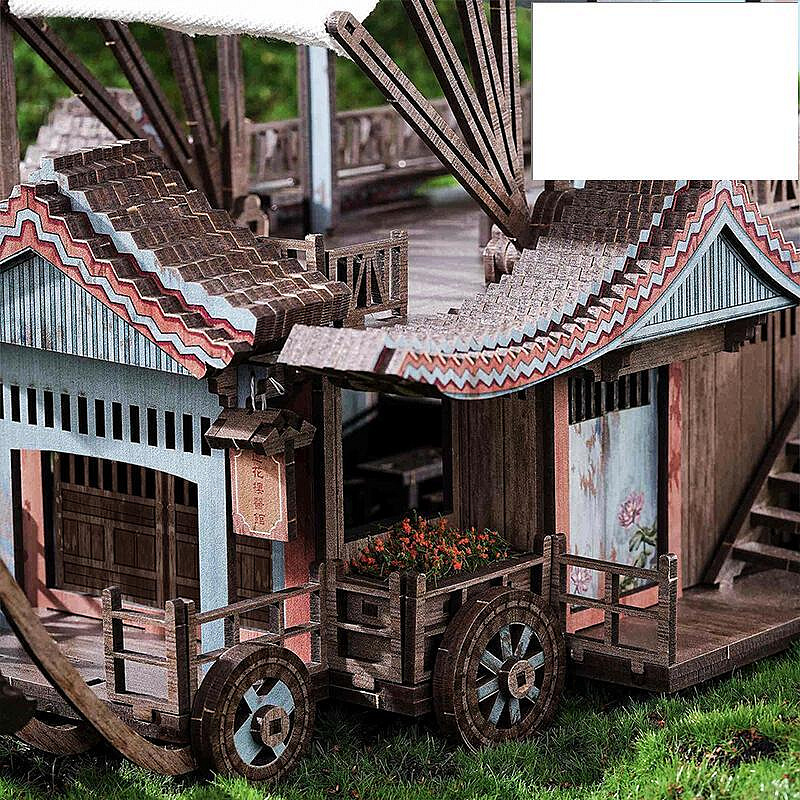 新款蓮花樓周邊馬車拼裝模型木質制立體益智玩具官品| Yahoo拍賣