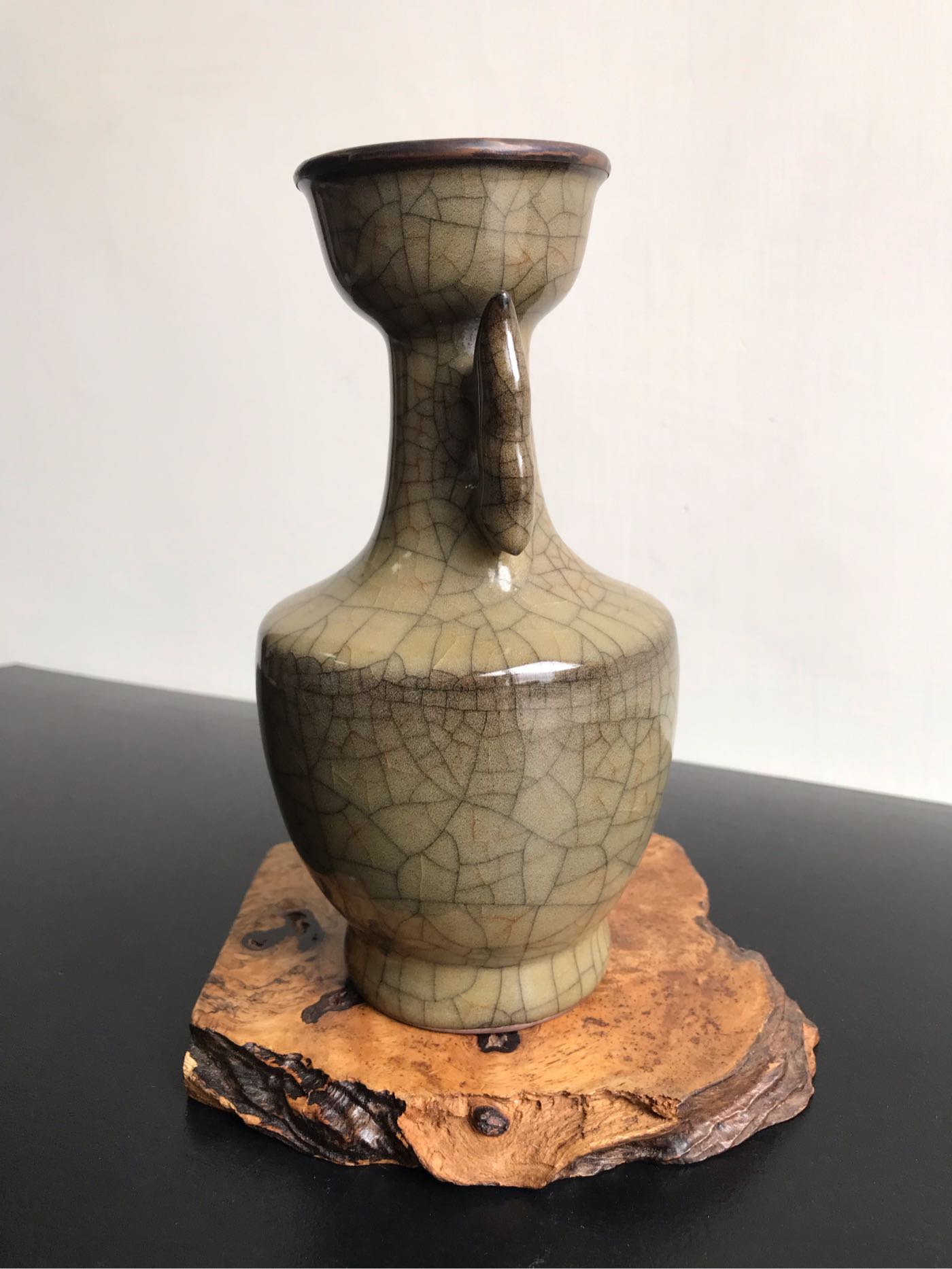 早期收藏老件瓷器金絲鐵線哥窯雙耳瓶| Yahoo拍賣
