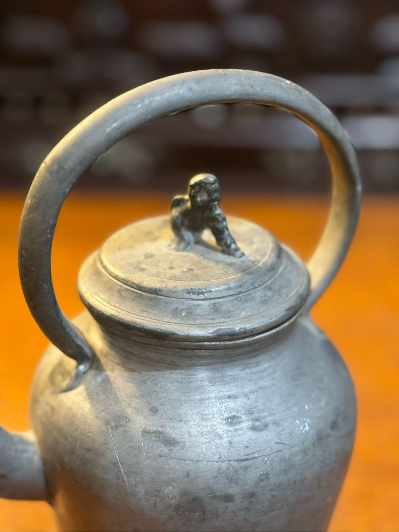 日治錫製茶壺錫壺敬茶壺老台灣。日據日治日本時代茶道具茶具古道具惜福