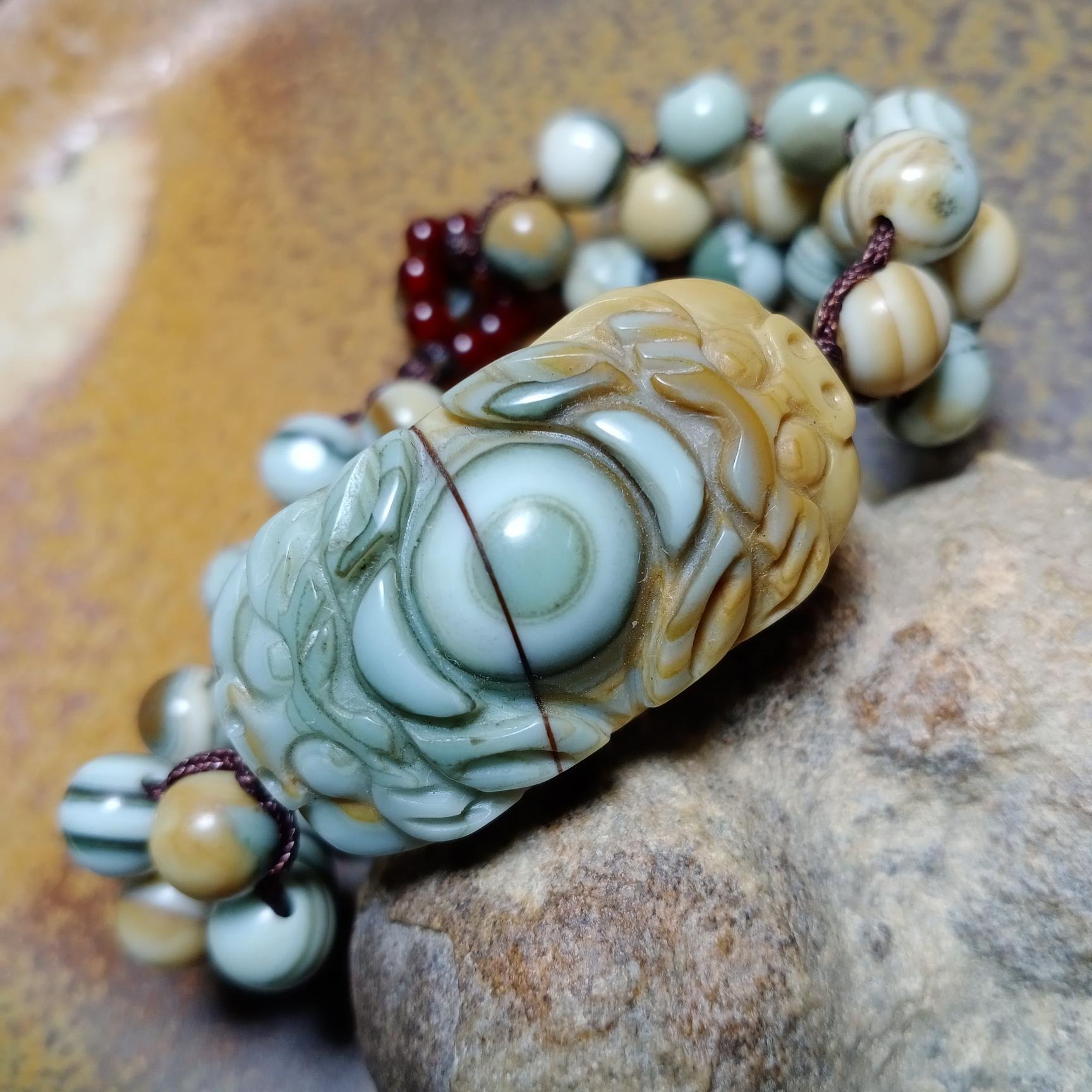 貴重！藏傳天珠☆龍眼天珠(大)☆ 天然西藏三九眼天珠手串龍紋瑪瑙手鏈