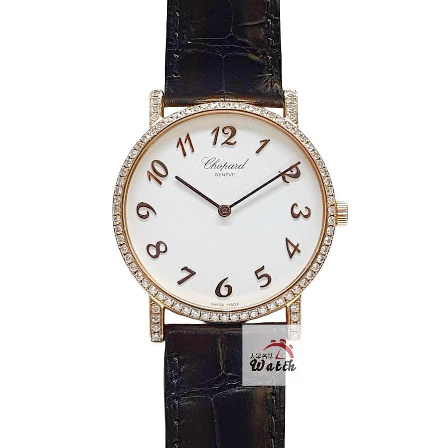 【大眾名錶】CHOPARD 蕭邦163154-5011 Classic系列 18K金 白色數字面 原廠鑽圈鑽腳 原廠錶帶扣 錶徑33mm B1453